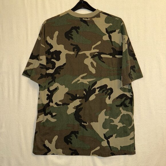 Vtg 80s Rare Woodland Camo Made In USA Single Stitch Pocket T Shirt Men’s Medium - Picture 7 of 9